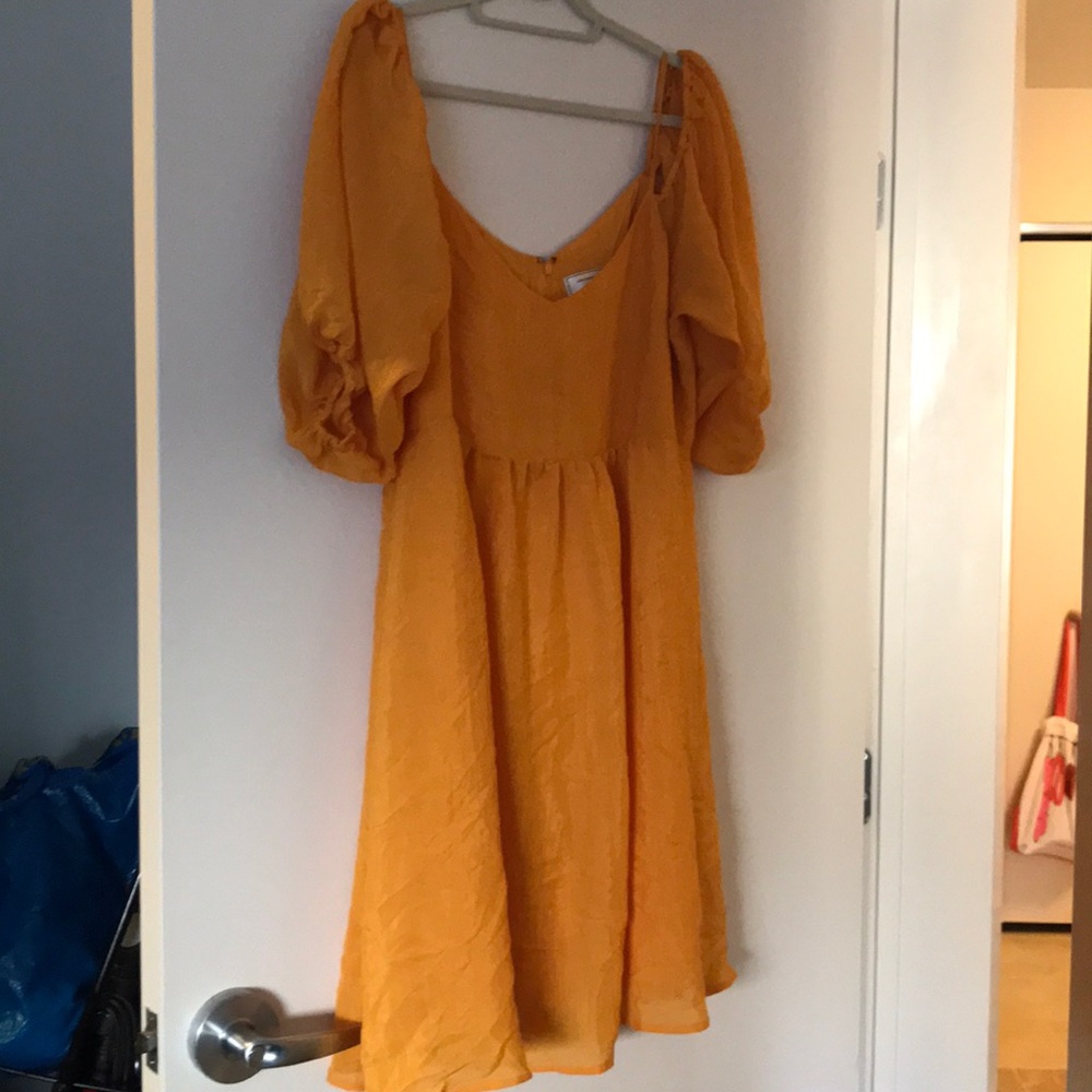 Brand new off shoulder Anthropologie yellow dress